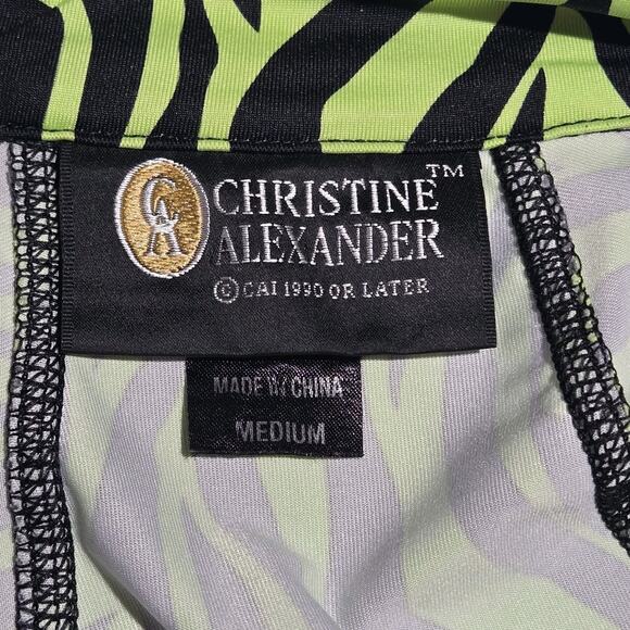 CHRISTINE ALEXANDER Swarovski Track Zip Jacket Green Black Animal Print MED VNTG - Picture 7 of 11